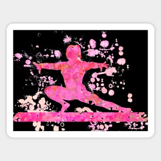 Gymnast on Beam Silhouette Abstract Watercolor Design in Pinks Magnet